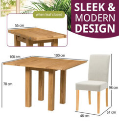 Hallowood Furniture Waverly Small Folding Table With 4 Upholstered Chairs In Beige Fabric - thumbnail 3