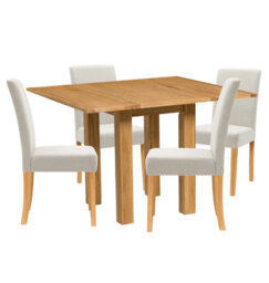 Hallowood Furniture Waverly Small Folding Table With 4 Upholstered Chairs In Beige Fabric - thumbnail 8