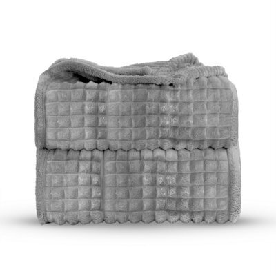Velosso Elegant Waffle Style Ribbed Thermal Plush Throw - Cosy Winter Embossed Fur Blanket For Sofa, Bed - 200Cm X 240Cm - Silver