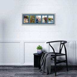 AK Frames 26X8 Light Grey Classic Multi Photo Frame With Pompadour Mount - Holds 5 Apertures (5X) 6X4 Photos - thumbnail 3