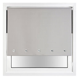 Furnished Thermal Blackout Roller Blinds With Round Eyelets & Metal Fittings - Grey (W)155Cm (L)165Cm - thumbnail 1