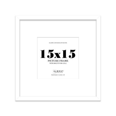 "15X15"" White Picture Frame - 15X15"" Square Frame With 12X12"" Mount For 15X15""/12X12"" Pictures Moderrn Style Thin Edge, 1 Pack" - image 1