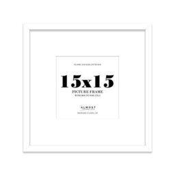 "15X15"" White Picture Frame - 15X15"" Square Frame With 12X12"" Mount For 15X15""/12X12"" Pictures Moderrn Style Thin Edge, 1 Pack" - thumbnail 1