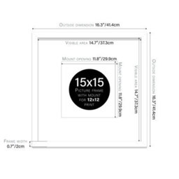 "15X15"" White Picture Frame - 15X15"" Square Frame With 12X12"" Mount For 15X15""/12X12"" Pictures Moderrn Style Thin Edge, 1 Pack" - thumbnail 2