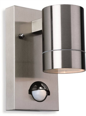 Luminosa Lighting Luminosa Colt 1 Light Single Outdoor Wall Light Light, Pir Stainless Steel Ip44, Gu10