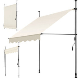 Tectake Awning With Hand Crank - Pressure Fitted , Height Adjustable 150 X 180 Cm - Beige