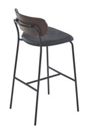 Nordlys Set Of 2 Black Industrial Bar Stools With Wooden Back Modern Design Style Dining Room - thumbnail 8