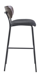 Nordlys Set Of 2 Black Industrial Bar Stools With Wooden Back Modern Design Style Dining Room - thumbnail 5