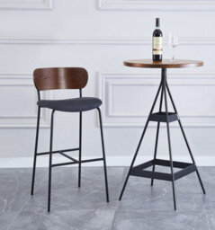 Nordlys Set Of 2 Black Industrial Bar Stools With Wooden Back Modern Design Style Dining Room - thumbnail 3