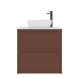 Royal Bathrooms Royal Bathroom Elmore 800mm Terracotta Clay Freestanding Bathroom Vanity Unit 2 Drawer Plain White Worktop With Elva Basin - thumbnail 7