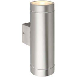 4 Pack Up & Down Twin Outdoor Wall Light - 2 X 7W Gu10 Led - Brushed Steel - thumbnail 5