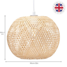 Happy Homewares Modern Spherical Cage Design Bamboo Strapping Pendant Lamp Shade - thumbnail 7