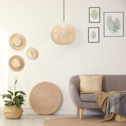 Happy Homewares Modern Spherical Cage Design Bamboo Strapping Pendant Lamp Shade - thumbnail 5