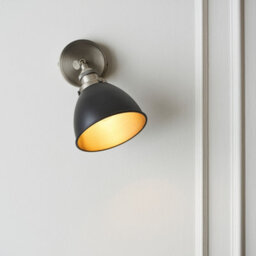 Luminosa Lighting Luminosa Franklin Single Spotlight, Aged Pewter Plate, Matt Black Paint - thumbnail 5