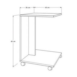 Oak Mobile Side Laptop Table Flat Packed With Castor Wheels - thumbnail 2