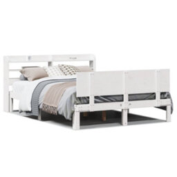 Berkfield Bed Frame With Headboard Without Mattress White 135X190 Cm Double - thumbnail 2