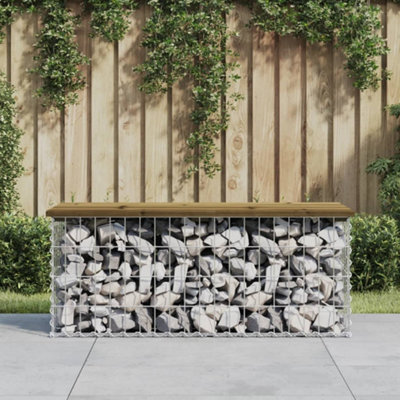 Walplus Garden Bench Gabion Design 103X44X42 Cm Impregnated Wood Pine - image 1