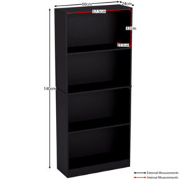 Lassic Vida Designs Cambridge Black 4 Tier Large Bookcase Freestanding Shelving Unit (H)1400mm (W)600mm (D)235mm - thumbnail 2
