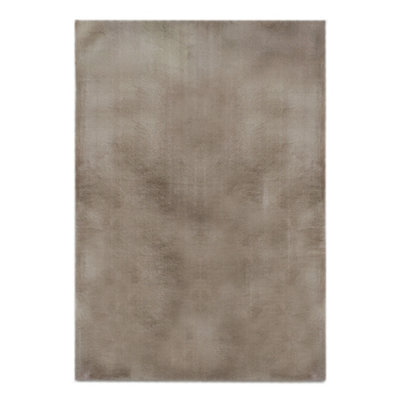 Luxury Faux Fur Taupe Fur Effect Medium Rug, (L)170Cm X (W)120Cm - image 1