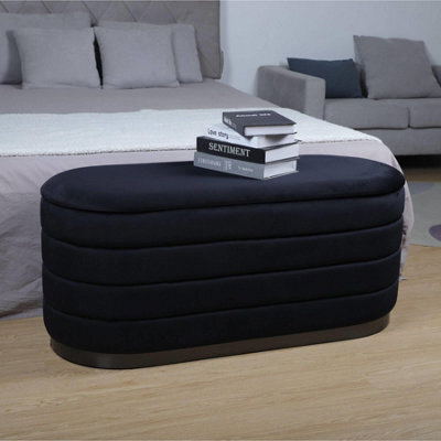 Home Source Cake Black Velvet Single Storage Ottoman - image 1