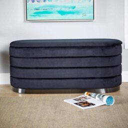 Home Source Cake Black Velvet Single Storage Ottoman - thumbnail 2