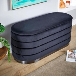 Home Source Cake Black Velvet Single Storage Ottoman - thumbnail 4