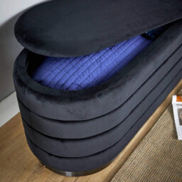 Home Source Cake Black Velvet Single Storage Ottoman - thumbnail 8