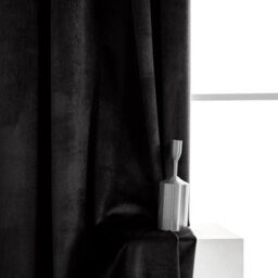 Moonlight Bedding Velvet Ring Top Curtains-Fully Lined Blackout Single Panel,thermal Sliding Glass Door Curtain (Black,66X84Inch) - thumbnail 6