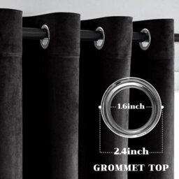 Moonlight Bedding Velvet Ring Top Curtains-Fully Lined Blackout Single Panel,thermal Sliding Glass Door Curtain (Black,66X84Inch) - thumbnail 4