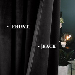 Moonlight Bedding Velvet Ring Top Curtains-Fully Lined Blackout Single Panel,thermal Sliding Glass Door Curtain (Black,66X84Inch) - thumbnail 3