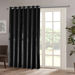 Moonlight Bedding Velvet Ring Top Curtains-Fully Lined Blackout Single Panel,thermal Sliding Glass Door Curtain (Black,66X84Inch) - thumbnail 8