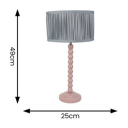 Valuelights Bobbins Painted Rose Table Lamp With Ruched Pleated Powder Blue Drum Lamp Shade - thumbnail 4