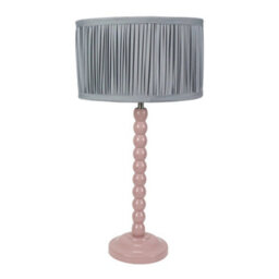 Valuelights Bobbins Painted Rose Table Lamp With Ruched Pleated Powder Blue Drum Lamp Shade - thumbnail 2