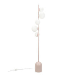 Valuelights Marlow Blush Pink Metal 5 Way Standing Floor Lamp With Glass Globe Lampshades