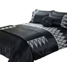 Duvet Cover And Pillowcase Set Black And Silver Sequence Luxury Design Polyester Bed Linen Black - thumbnail 2
