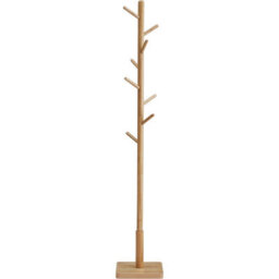 Songmics Solid Wood Coat Rack, Free-Standing Hall Tree With 8 Hooks For Coats, Hats, And Purses, Natural Beige - thumbnail 5