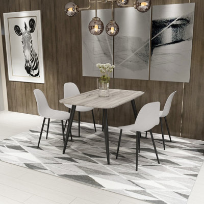 Core Products Aspen Grey Oak Effect 120Cm Rectangular Dining Table With 4 Calico Plastic Curve Chairs - image 1