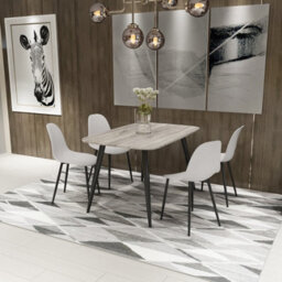 Core Products Aspen Grey Oak Effect 120Cm Rectangular Dining Table With 4 Calico Plastic Curve Chairs