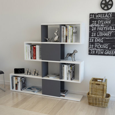 Decorotika Karlin 4-Tier Bookcase White & Anthracite - image 1