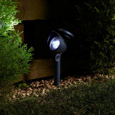4 X Solar Powered Spotlights - 5 Lumen Bright Outdoor Garden Stake Lights With 3 White Led's Per Light - Each H36.5 X W9 X D15Cm - image 1