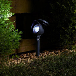 4 X Solar Powered Spotlights - 5 Lumen Bright Outdoor Garden Stake Lights With 3 White Led's Per Light - Each H36.5 X W9 X D15Cm - thumbnail 1