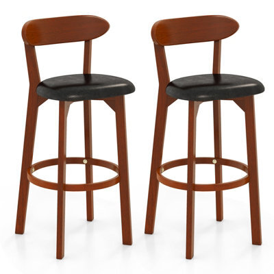 Gainoom Set Of 2 Walnut Bar Stool 77Cm Seat Height Barstools - image 1