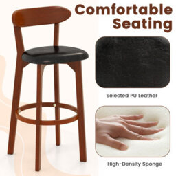 Gainoom Set Of 2 Walnut Bar Stool 77Cm Seat Height Barstools - thumbnail 9