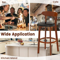 Gainoom Set Of 2 Walnut Bar Stool 77Cm Seat Height Barstools - thumbnail 8