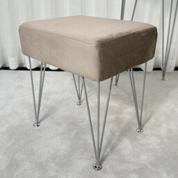 CARME Home Olivia Velvet Padded Stool Dove Grey Velvet Seat Silver Hairpin - thumbnail 3