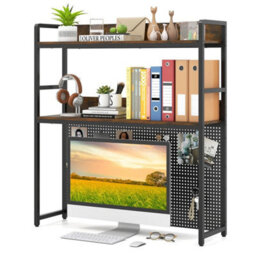 Multipurpose 2 Tier Desk Hutch With Pegboard - thumbnail 6