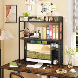 Multipurpose 2 Tier Desk Hutch With Pegboard - thumbnail 3