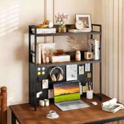 Multipurpose 2 Tier Desk Hutch With Pegboard - thumbnail 1