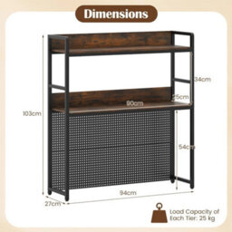Multipurpose 2 Tier Desk Hutch With Pegboard - thumbnail 2