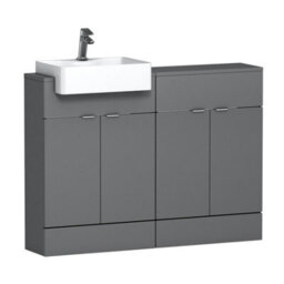 Royal Bathrooms Elena 1200mm Floor Standing Bathroom Vanity Sink Unit Indigo Grey Gloss 4 Door With Semi Recessed Basin - thumbnail 4